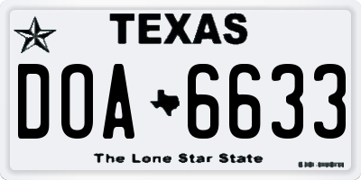 TX license plate DOA6633