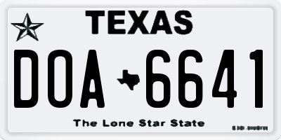 TX license plate DOA6641