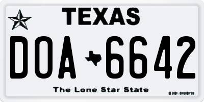 TX license plate DOA6642