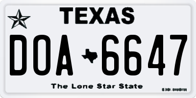 TX license plate DOA6647