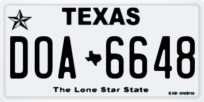 TX license plate DOA6648