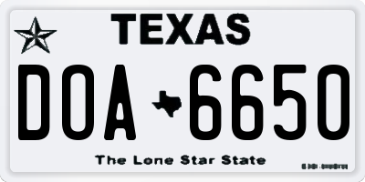 TX license plate DOA6650