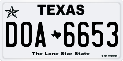 TX license plate DOA6653