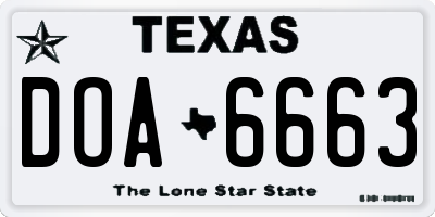 TX license plate DOA6663