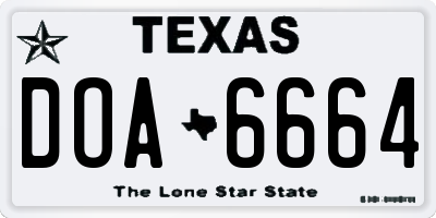 TX license plate DOA6664