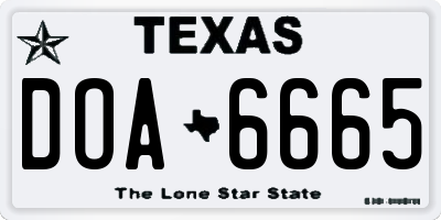 TX license plate DOA6665