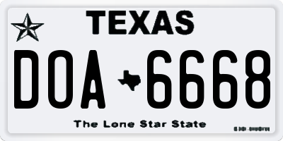 TX license plate DOA6668