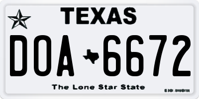 TX license plate DOA6672