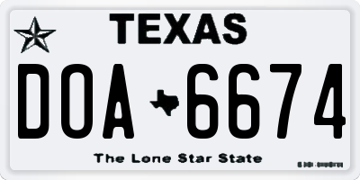 TX license plate DOA6674