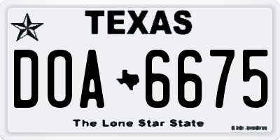 TX license plate DOA6675