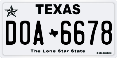 TX license plate DOA6678