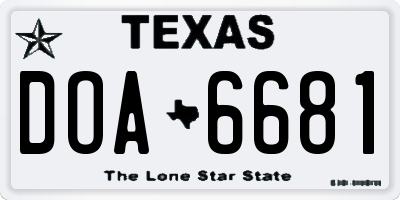 TX license plate DOA6681