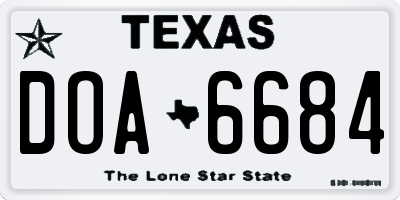 TX license plate DOA6684