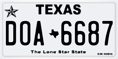 TX license plate DOA6687