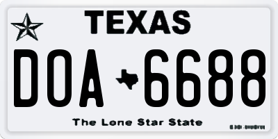 TX license plate DOA6688