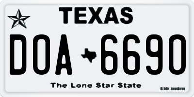 TX license plate DOA6690