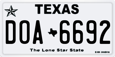 TX license plate DOA6692