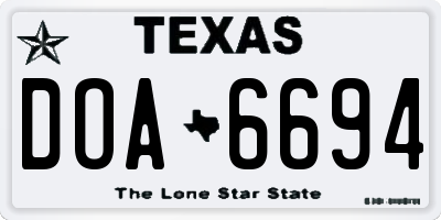 TX license plate DOA6694