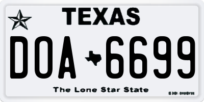 TX license plate DOA6699