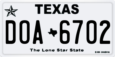 TX license plate DOA6702
