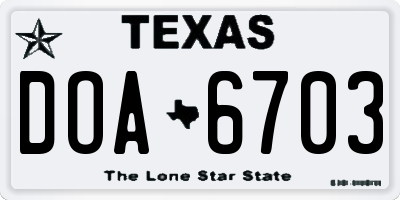 TX license plate DOA6703