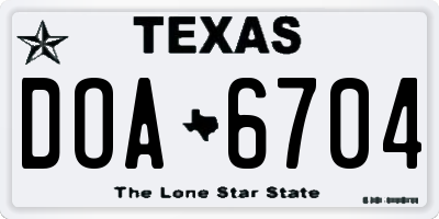 TX license plate DOA6704