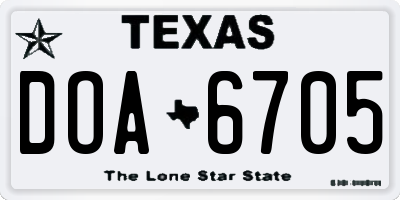 TX license plate DOA6705