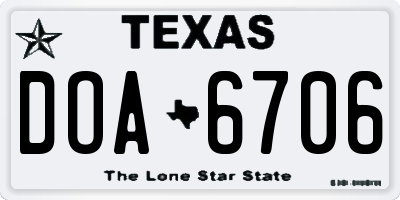TX license plate DOA6706