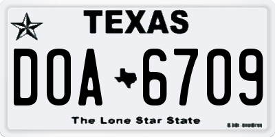 TX license plate DOA6709
