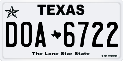 TX license plate DOA6722