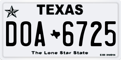 TX license plate DOA6725