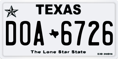TX license plate DOA6726