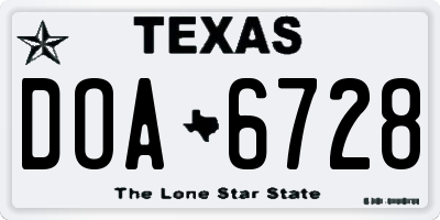 TX license plate DOA6728