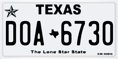 TX license plate DOA6730