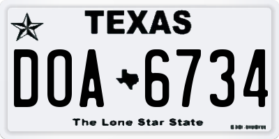 TX license plate DOA6734