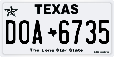 TX license plate DOA6735