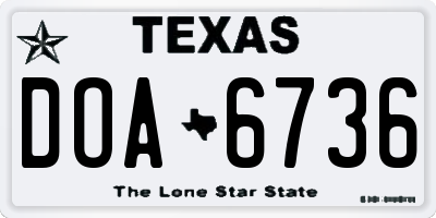 TX license plate DOA6736