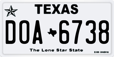 TX license plate DOA6738