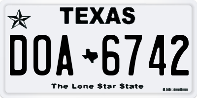 TX license plate DOA6742