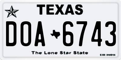 TX license plate DOA6743