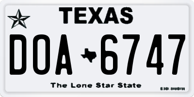 TX license plate DOA6747
