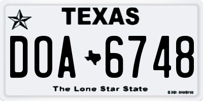 TX license plate DOA6748