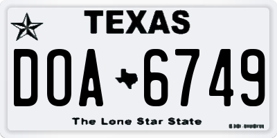 TX license plate DOA6749