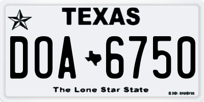 TX license plate DOA6750