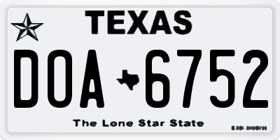 TX license plate DOA6752