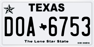 TX license plate DOA6753