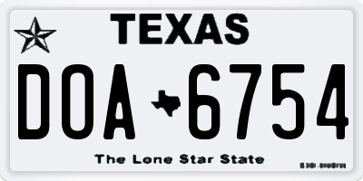 TX license plate DOA6754