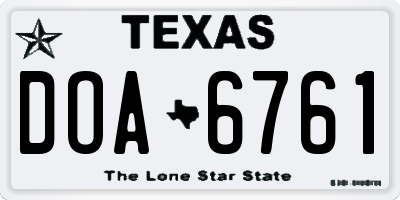 TX license plate DOA6761