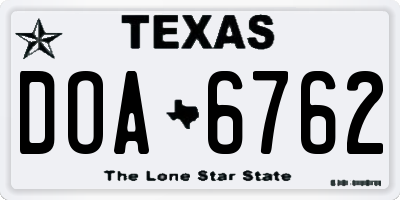 TX license plate DOA6762