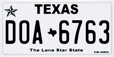 TX license plate DOA6763